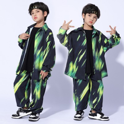 Hip-hop Jazz street dance costumes for boys kids fluorescence rapper gogo dancers street dance outfits for children 3 pieces in one set