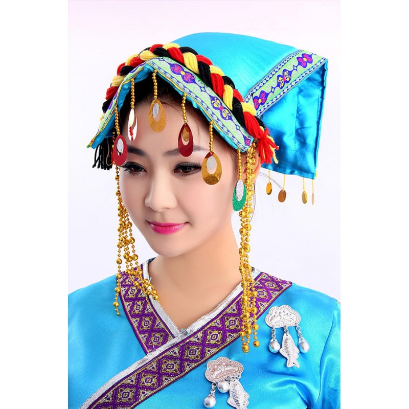 Blue red Women chinese national traditions clothes Tujia hmong miao ...