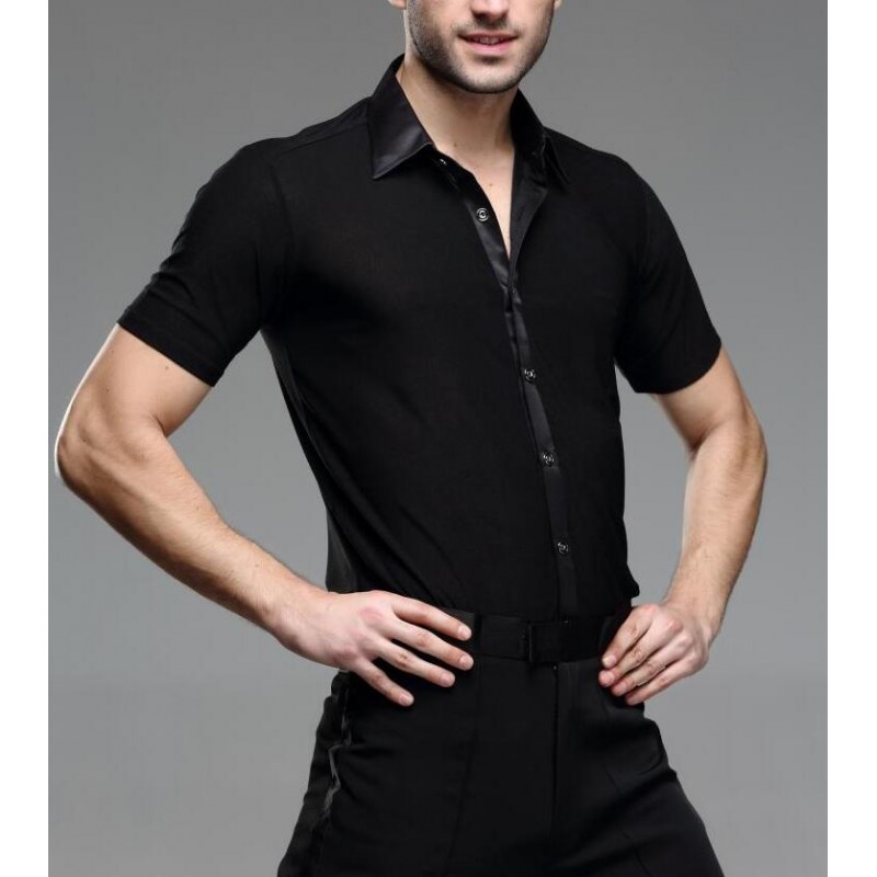 Short sleeves male adult Latin dance SHIRT MENS Latin training shirts ...