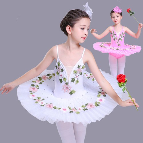 Kids ballet tutu skirt dance dresses white pink stage performance swan lake cosplay competition performance ballet dresses outfits
