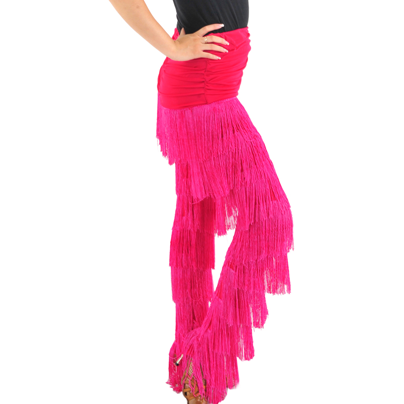 Black Red fuchsia Blue White Latin Dance Salsa Woman Pants Girls Tango Dance Costumes Fringe Clothes / Samba Pants