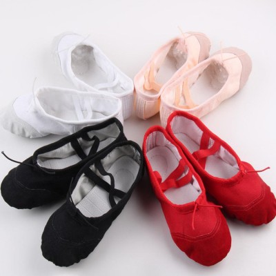 Black red white beige Womens Professional Soft Flats Peep Toes Ballet Dance Shoe Ladies Girls Belly Dancing Shoes