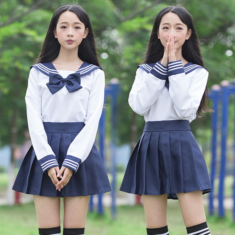 Blue white school  uniforms  girls sailor school  uniform  