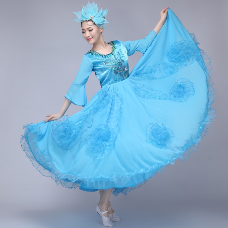 Blue Women's cosplay costume fairy ancient clothes classical dance costume Spanish dance
