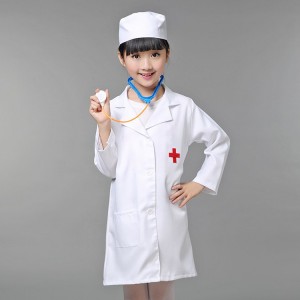 Child Christamas Cosplay Costume Kids Doctor Costume Nurse Uniform Girls Game Clothing Wear Clothing for Party with Hat 