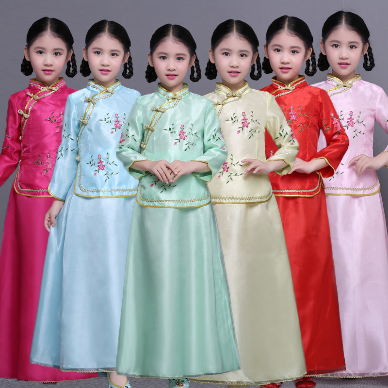 China traditional ancient dance costumes for girl's kids princess  children singers photos chorus dance dress