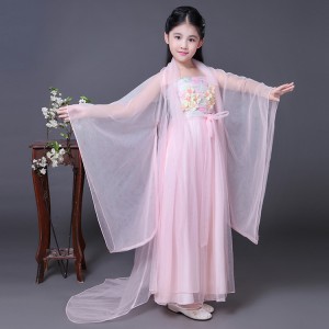  Chinese folk dance costumes for girls children pink hanfu performance drama fairy anime cosplay photos dancing dresses robes