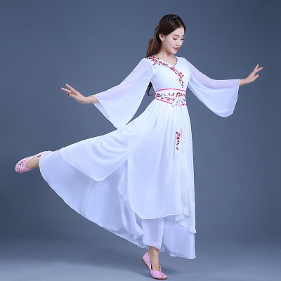 Chinese  folk dance dress for women white color female ancient fairy traditional performance photos film cosplay dresses