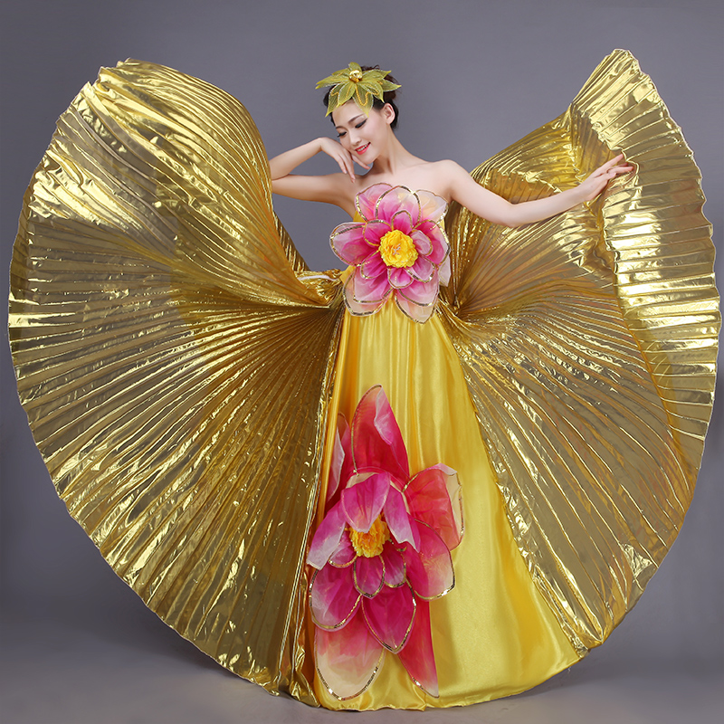 Colorful dance costume wear gold Spanish bull dance dress expansion skirt costume stage costumes