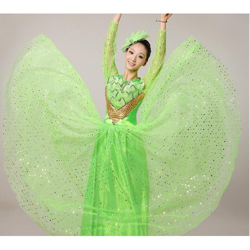 Costume chinese Ancient Traditional Plus Size Dress Chinese folk Dance Costume Folk Dance Costume Fan Dance costumes