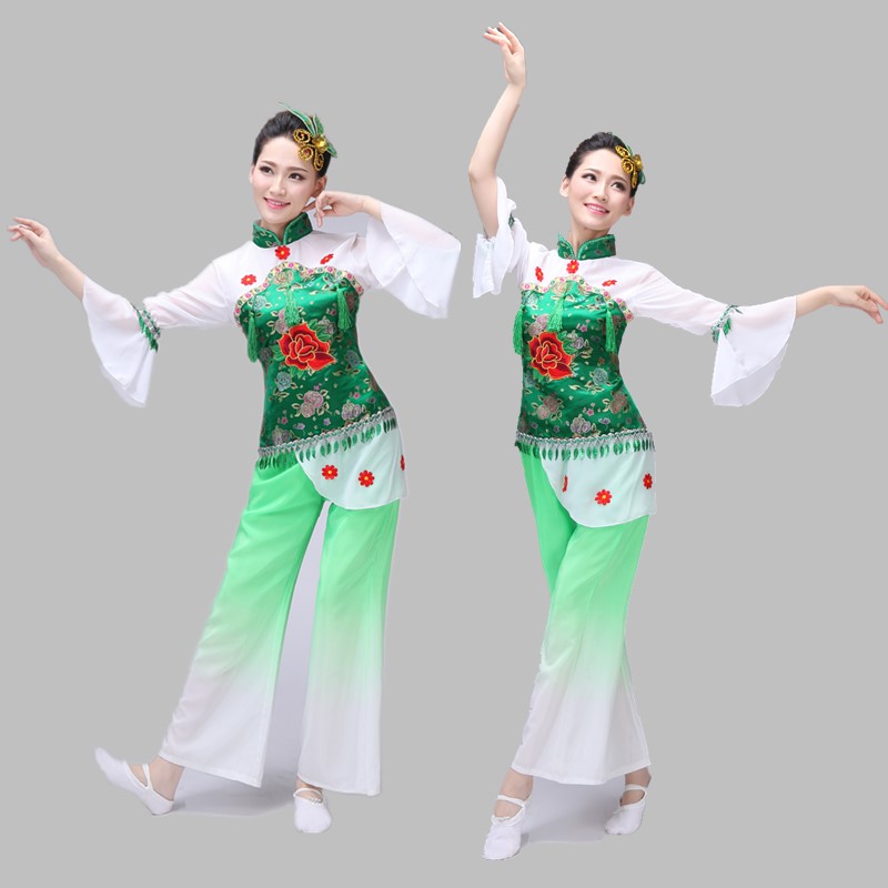 Costume chinese Ancient Traditional Plus Size Dress Chinese Yangko Dance Costume Folk Dance Costume Fan Dance costumes