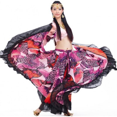 falda de la danza del vientre Belly Dancing Swing Belly dance Costumes Dance skirts Performances dress Flamenco floral dance skirts