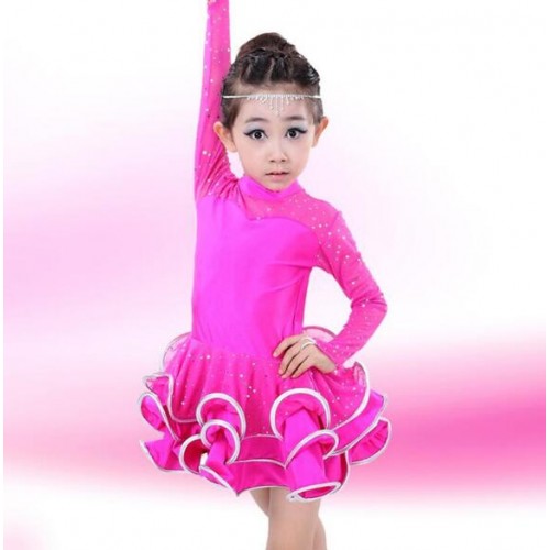 For Girls Samba Dress red pink Dancing Dress Girl Dancewear Kids Kid Costume Ballet Vestido Baile Latino Girls