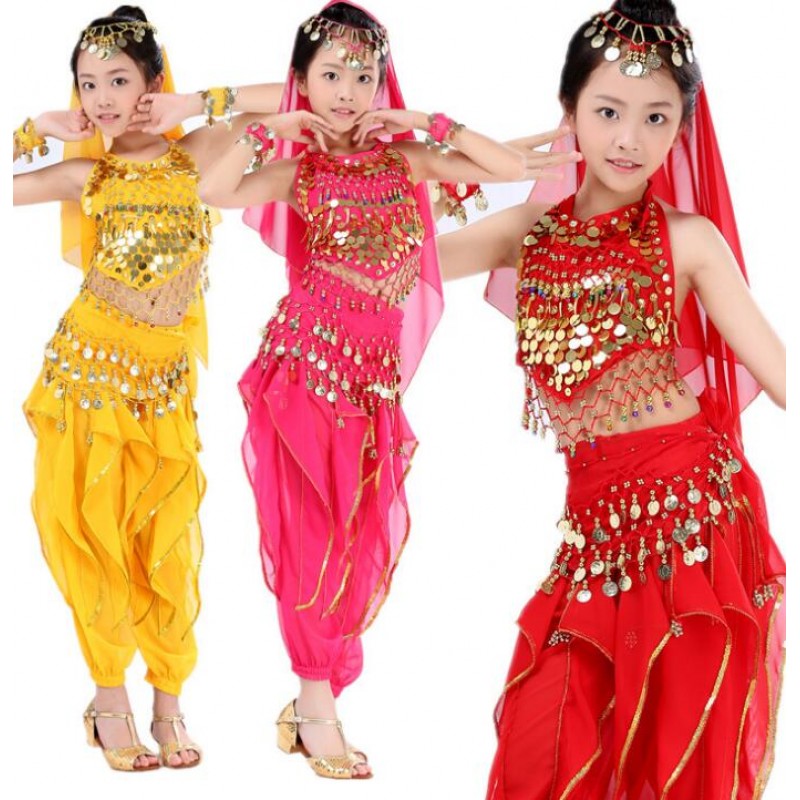 Belly Dance Costumes for Kids Girls Children Belly Dance Skirt Bollywood Dancing 