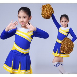 Girls cheer leader dance costumes boys kids children primary school sports performance Aerobics dancing outfits school performance uniforms