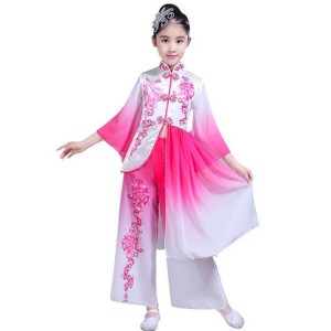 Girls chinese folk dance costumes for kids children anime fairy drama photos cosplay fuchsia royal blue ancient traditional dancing dresses