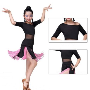 Girls latin dance dresses competition stage performance chacha rumba chacha salsa performance top and skirts