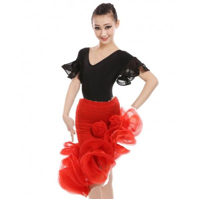 Girls latin dance dresses stones competition stage performance salsa chacha rumba latin dance dresses top skirts