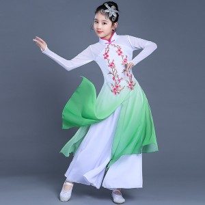 Girls traditional Chinese folk dance dresses red green blue fairy children photos ancient dance film cosplay dance costumes