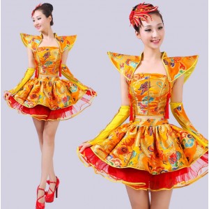 Gold blue red Luxury Women's Cosplay Costumes dance clothes fairy princees queen Chinese folk ancient dresses costumes outfits