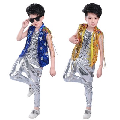 Kids Children Hip Hop Clothing Jazz Hip-hop Drum Dance Costume Boy Drummer singers Modern Hip Hop Shirt Jacket Pants Clothing