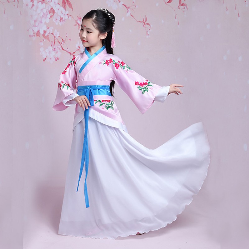 Kids Chinese folk dance costumes ancient traditional fairy hanfu kimono princess  drama film photos cosplay competition stage performance robes