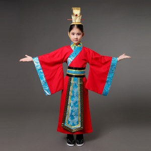 Kids Chinese folk dance costumes china style boys  girls children ancient traditional hanfu kimno emperor drama cosplay performance robes 