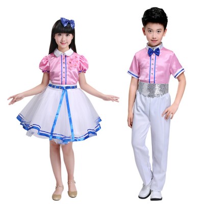 Kids jazz dance costumes for girls boys school s competition chorus singers dancers uniforms party cosplay modern dance costumes outfits