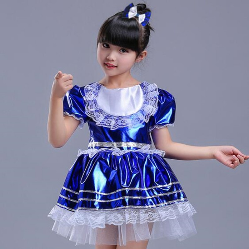 Kids jazz dance costumes modern dance street  dance royal blue hiphop singers ds dj stage performance outfits 