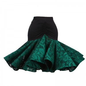 lace women's latin skirt female ladies performance competition patchwork salsa chacha dance skirts