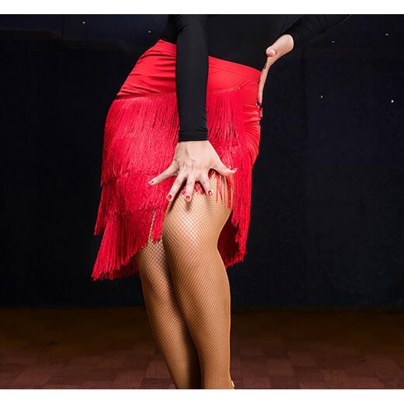 Latin dance skirts for women's tassels female stage performance competition salsa chacha samba dance skirts