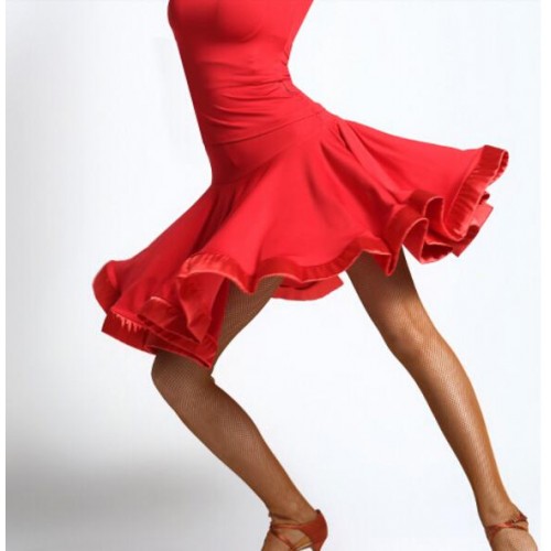 Womens Latin Salsa Tango Rumba Cha Cha Square Ballroom Dance Dress Skirt Black 