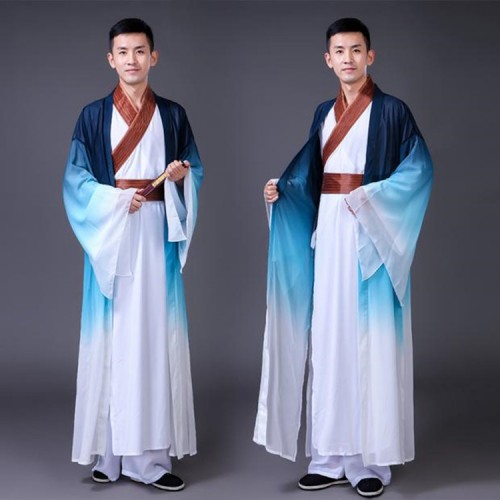Men's Chinese folk dance costumes  ancient traditional china style drummer fan drama hanfu dragon dancing costumes robes