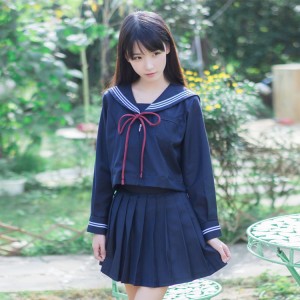 Navy Autumn long sleeves Japanese Korean school uniforms student performance girl cute sailor tops skirt full set cosplay costume outfits