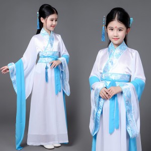 Pink purple blue turquoise  girls kids children stage performance anime ancient chinese classical folk fairy princess cosplay dancing dresses