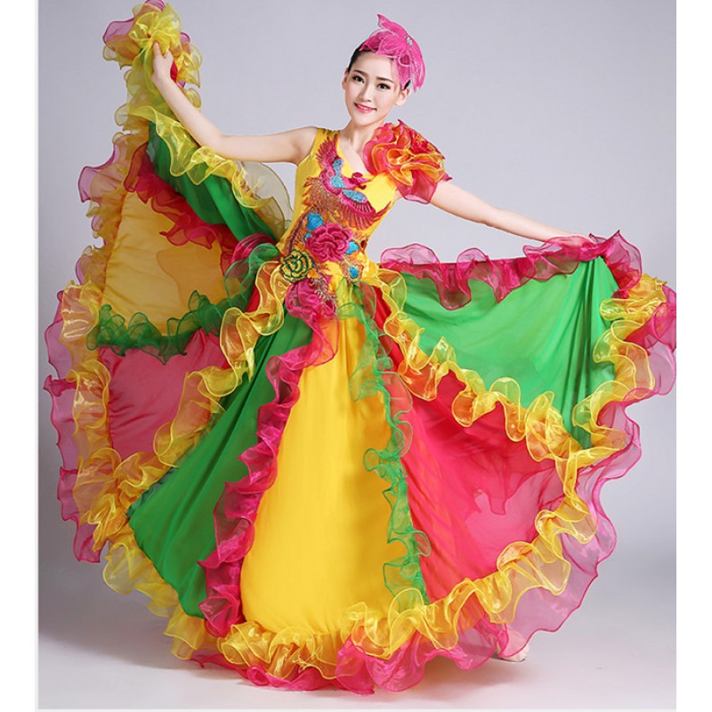 Womens Mexican Lady Costume Spanish Senorita Fancy Dress Flamenco Outfit