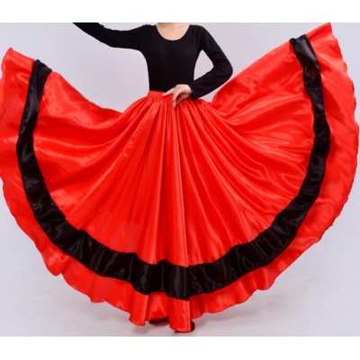Red flamenco skirt Gypsy Flamenco women's stage performance Spain Belly Dancers Polyester Belly dance Skirts 
