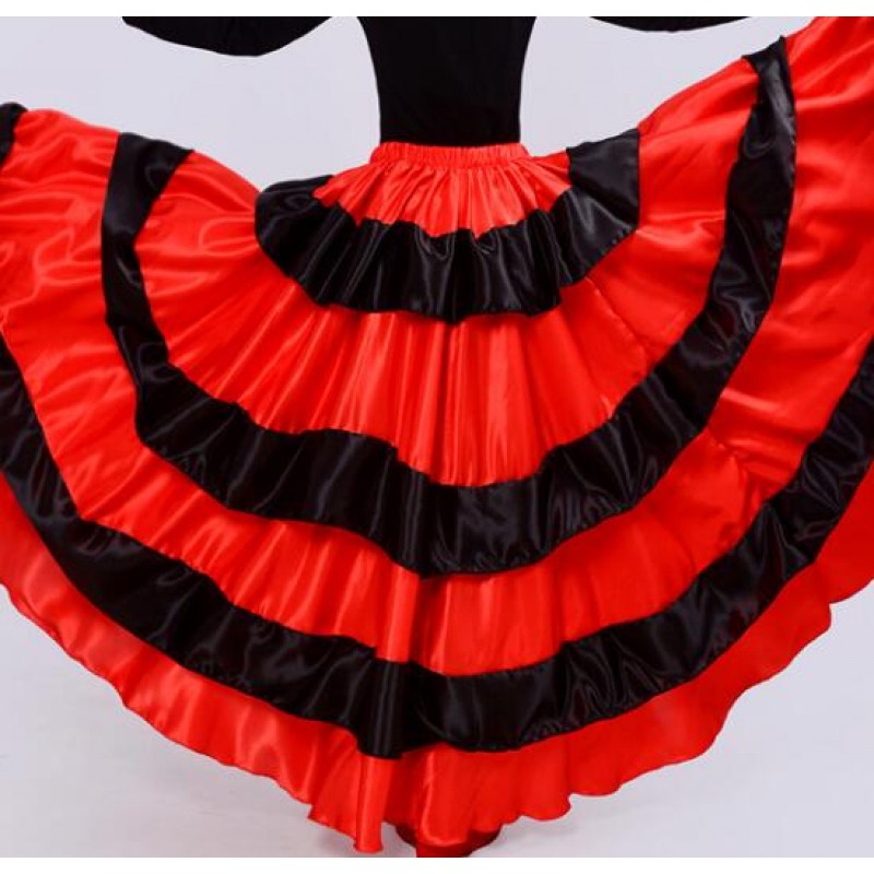 Red flamenco skirts women's Brazil dance costume spanish performance use gypsy robe de Flamenco skirts Belly dance dress red Skirts
