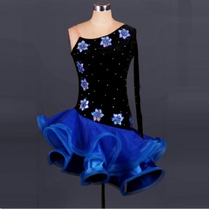 Royal blue Latin Dance Dress Women/Girls For Salecha Cha/Rumba/Samba/Ballroom Dancing Dancewear Fitness Clothes Lady/Kids Dance Costume