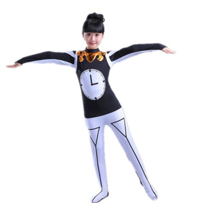 Time Clock cosplay dance costumes for girls kids children festival time clock performance dancing outfits bodysuits