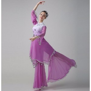 Violet hot pink green gradient Chinese Cheap Discount Women Ladies Ancient Chinese National Costume Traditional Chinese Dance