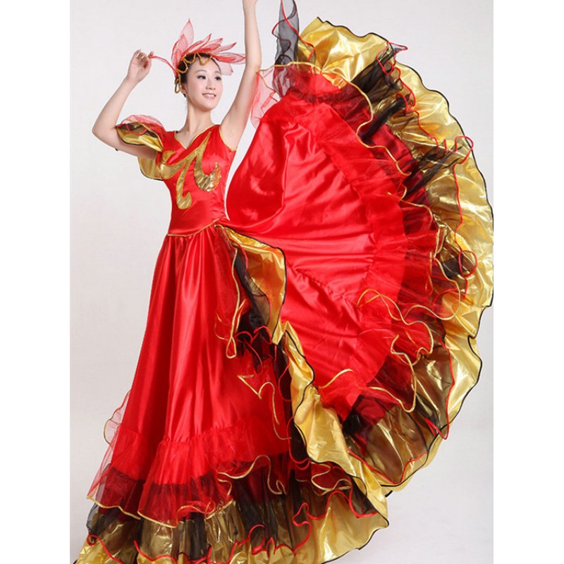 vestido de flamenco red ballroom flamenco dress Spanish dance dresses ...