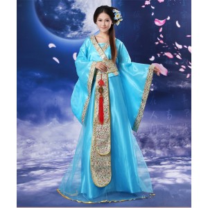Women Fairy Ancient Princess Hanfu Chinese Folk Dance Traditional Costume Chiffon Dress 