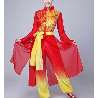 Women's Chinese folk dance dresses female dragon competition stage performance cosplay opera film drummer performance costumes