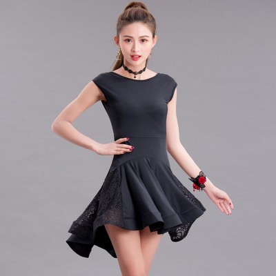 Women's latin dresses for female black salsa chacha rumba stage performance competition dance dresses