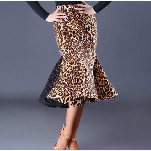 Women\'s latin skirts female competition lady leopard ballroom salsa ...