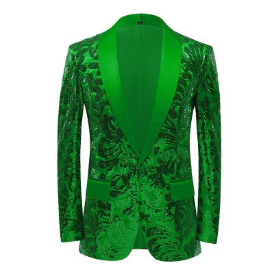 Jazz dance coats blazers for men youth  long-sleeved youth shawl collar sequins cultivate one's morality leisure suit jacket
