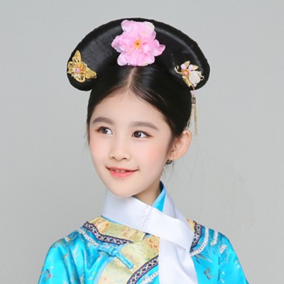 Kids children Chinese folk ancient wigs stage performance drama anime opera drama cosplay wig headdress