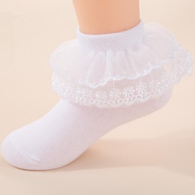 Kids children latin ballet ballroom stage performance white lace short socks one pair 