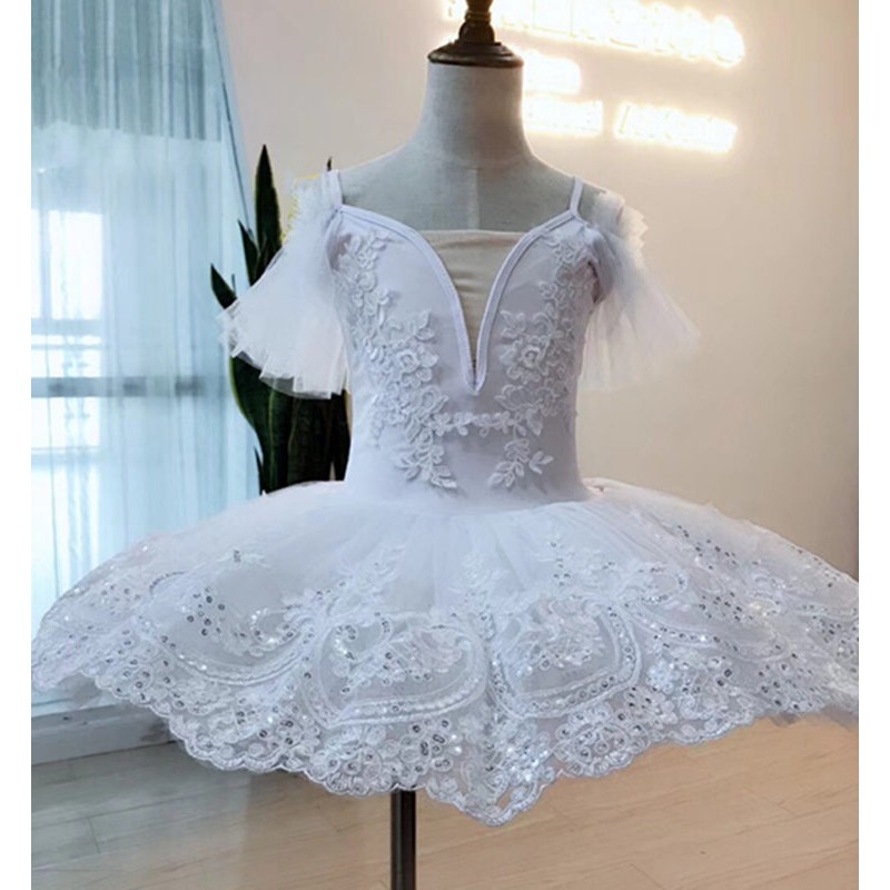 kids children little swan lake white ballet dance dresses classical pancake tutu skirts ballerina ballet dresses